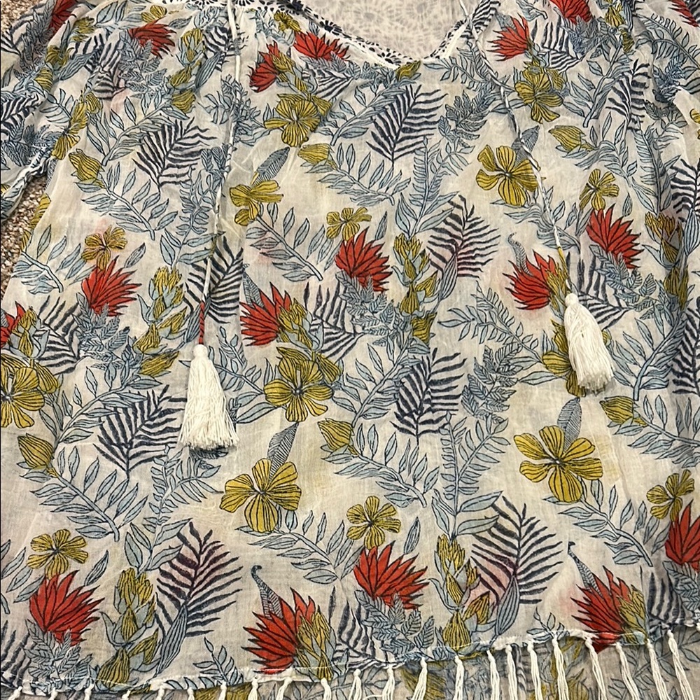 Roberta Roller Rabbit cover up Top with Tassels - Picture 3 of 5
